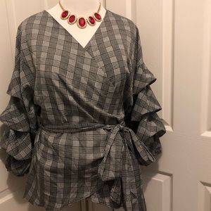 Love J Plus Sized Plaid Wrap Top